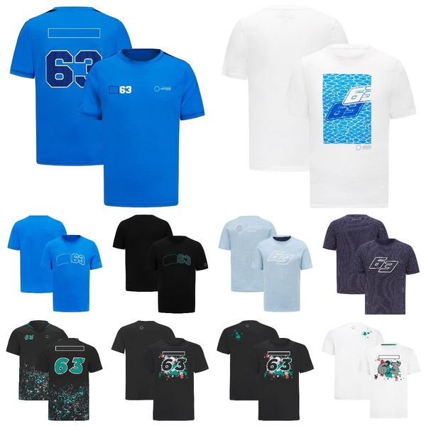 

f1 team uniform racer no.63 t-shirt men's short-sleeved sports racing suit