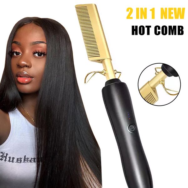 

hair straighteners heating comb straightener electric comb flat iron hair straightening brush smoothing iron comb hair straightener brush 23, Black