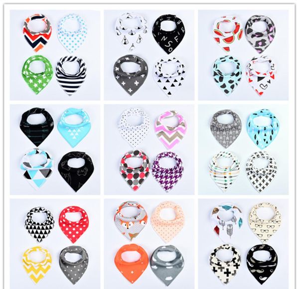 

4pcs baby waterproof triangle towel bibs pure cotton girls boys double layer triangular towel drool bib burp clothes 28style5784660
