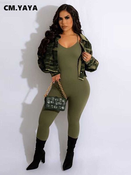 

women's jackets cm.yaya elegant women camouflage single breasted long sleeve denim coat streetwear moto biker jeans jacket outwear l230, Black;brown