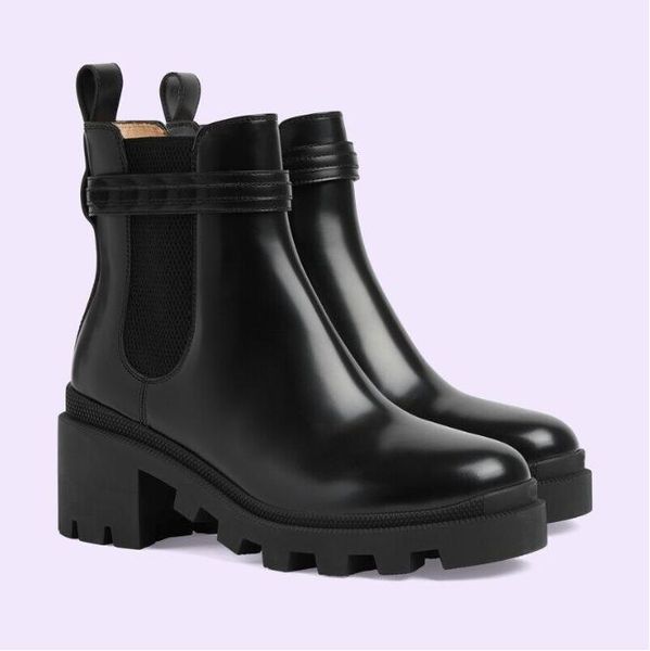 

designer martin desert boots high heel ankle boots women leather boots vintage print jacquard textile classic platform flat boots fashion ou, Black