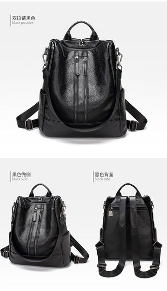 

multi functional sheepskin women's bag fashionable soft leather backpack korean version simple versatile college style travel backpack