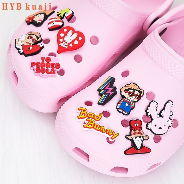 

hybkuaji bad bunny shoe charms wholesale shoes decorations pvc buckles for shoes 170-01-19, White;pink