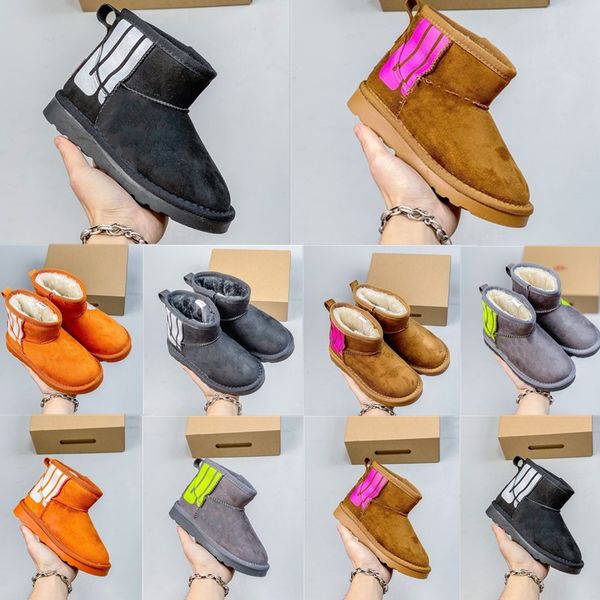 

toddlers shoes kids boots australian warm boot classic girls boys snow bow shoes youth mini uggi uggly sneaker designer shoe, Black;grey