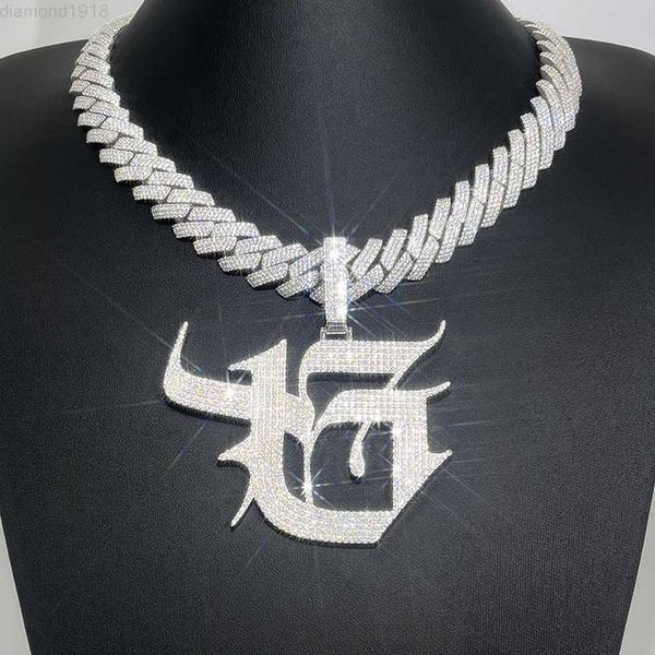 

custom special g letter pendant s925 silver full ice out gra moissanite pendant for necklace hip hop charm pendant