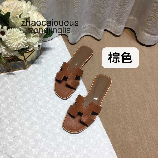 

oran h slipper shoes designer slippers women's summer versatile bear color sandal matching leatone line for tourism wear flat bottomed