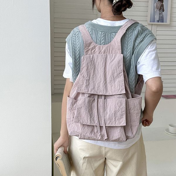 

school bags 2023 leisure trend pink zipper women backpack fashion nylon fabric college students for causal lapfemale bag p230721