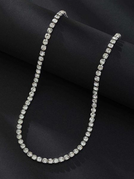 

men's accessories men's 1pc korean fashionable popular square claw chain rhinestone necklace for jewelry gift and party, Silver