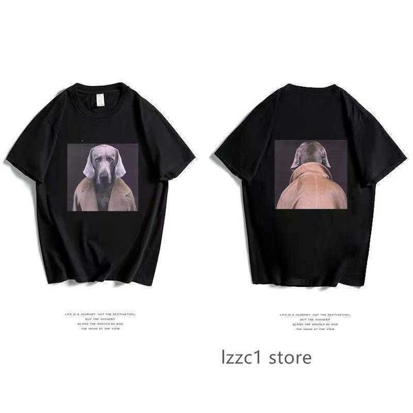 

shirts summer maxmaras mens t-shirts designer weimaraner letter printing short sleeved dog head tees detective loose men women couple tshirt, White;black