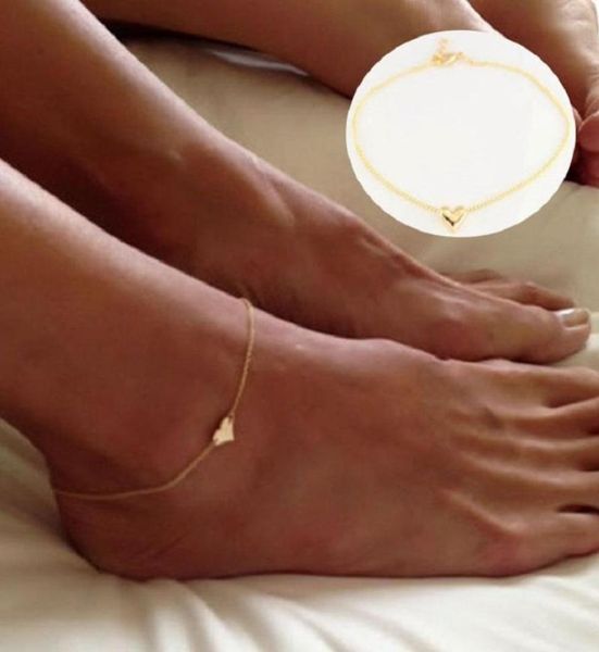 

girl fashion simple heart ankle bracelet chain beach foot sandal jewelry c00021 smad1768761, Red;blue