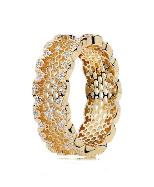 

925 sterling silver women ring honeycomb lace ring shine clear cz fashion girl finger ring wedding gift fit lady fine jewelry l1811597331, Slivery;golden