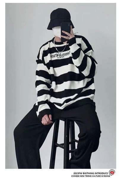 

luxury brand mm stripe knitted jummper tags embroideried women leopard letter loose oversizes ripped blend knitted cashmere sweater, White;black
