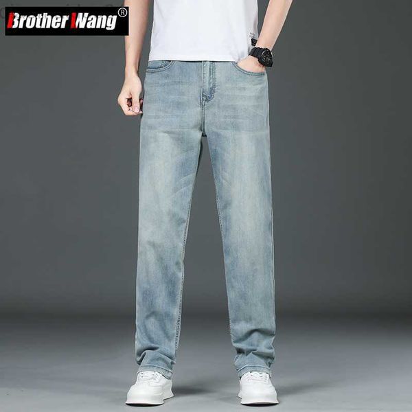 

men's jeans 4 colors men thin retro blue straight-leg jeans for summer cotton cozy soft loose denim stretch pants male brand trousers l