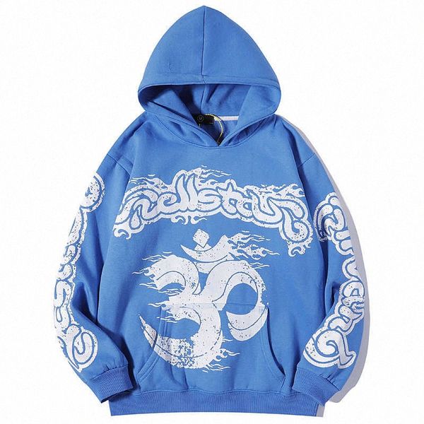 

men's hoodies sweatshirts high street hellstar fleece mens hooded hoodies harajuku stranger things oversize lose sweatshirtss loose hip, Black