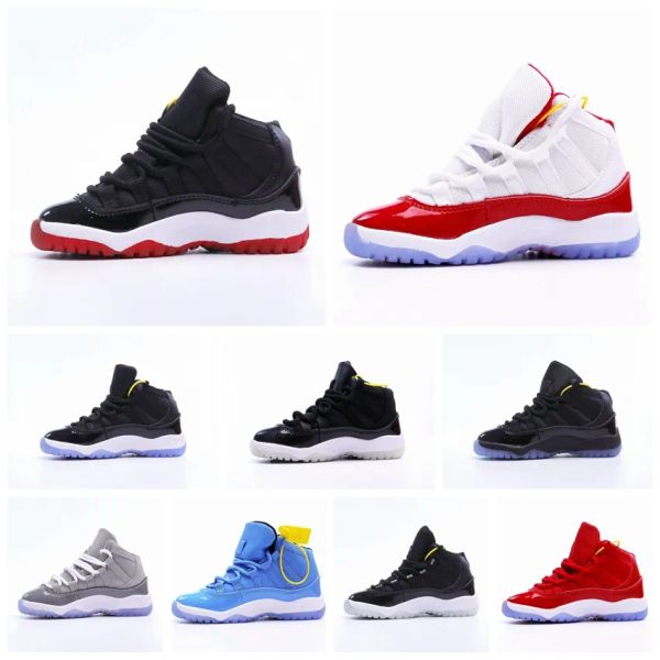 

2023 infant designer children basketball kids shoes baby 11 11s xi cherry bred cool grey concord unc jumpman win like for toddler sneakers f, Black