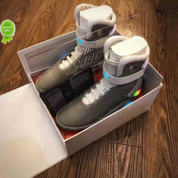 

2023 back to the future automatic laces air mag sneakers marty mcfly's led shoes back to the future glow in dark gray mcflys us7-12, Black