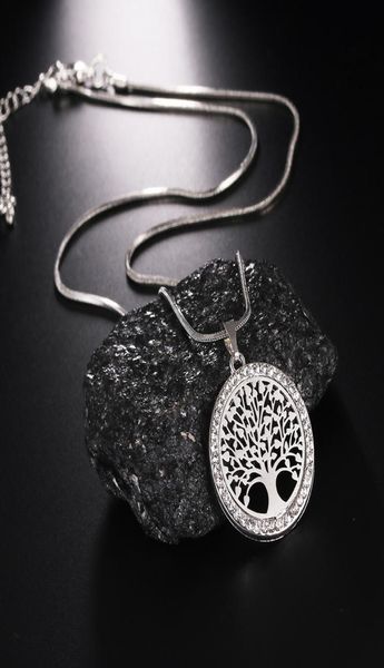 

new tree of life pendant diamond necklaces hollow carved charm chokers long necklace for women life tree sweater chain fashion jew8794219, Silver