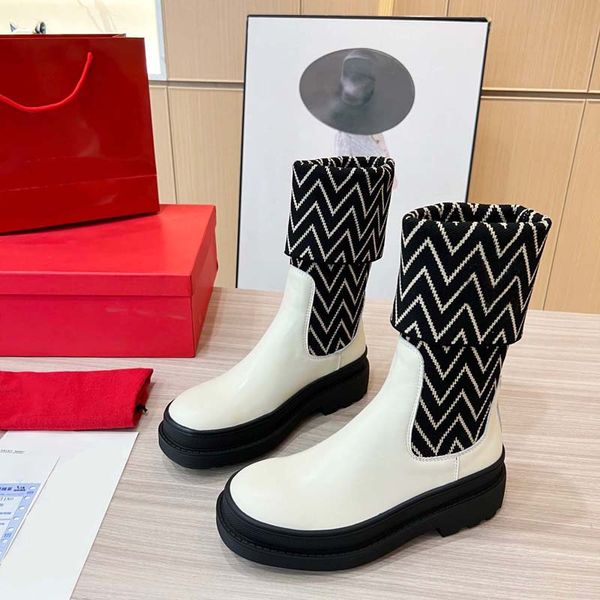 

new autumn and winter brand women's designer black boots martin boots long sleeve boots leather boot 03