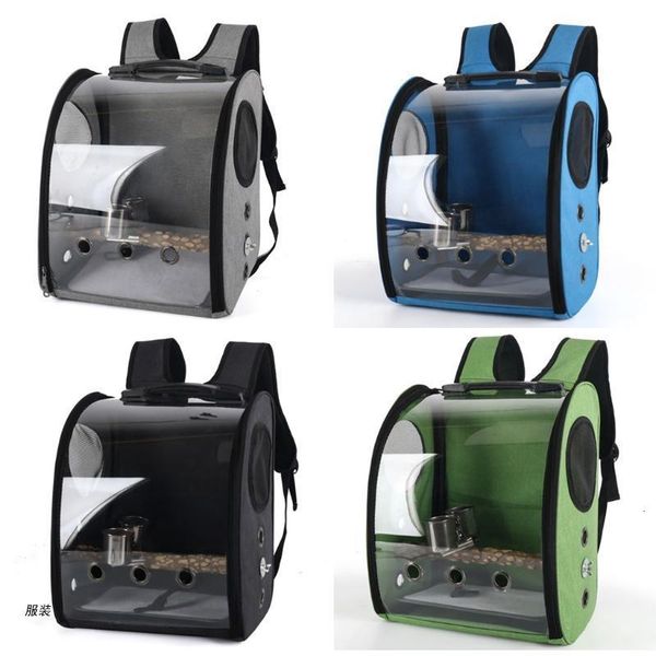 

school bags d0ud parrot backpack s bag pet bird bubble transparent travel cage with stand perch cup for hiking 230724