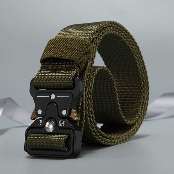 

men's outdoor hunting tactical belt multi-functional alloy buckle high-quality marine corps men's canvas belt direct shipping, Black