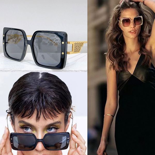 

oversized square sunglasses fashion designer lady square frame metal leg personalized design italian brand tetragonum 8254 french fashion, White;black