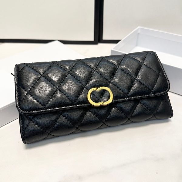 

lambskin leather women designer fold wallet portable bag gold metal hardware multi pochette handbag zipper pocket luxury card holder coin pu, Red;black
