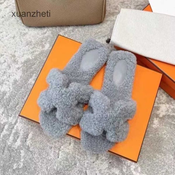 

of h dsigner wear sandal wool designer bear daily oran winter furry slipper shoes slippers 2023 autumn and teddy women's flat bottom la