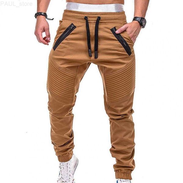 

men's mens jeans clothes stylish drawstring adjustable pockets pants trousers stripes for jogging 221123 l230724, Blue