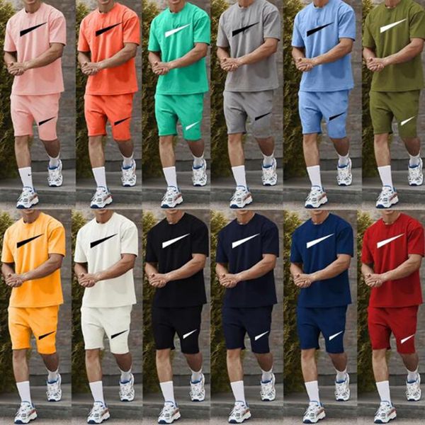 

summer fashion men and womens shorts tracksuit sets short sleeve 100% cotton gray t shirt shorts print male set men's brand clothing 2