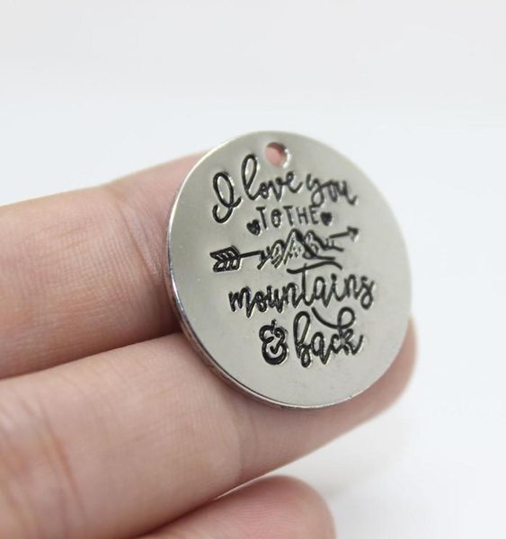 

new arrivals 10pcs 25mm mirror alloy i love you to the mountains and back charm pendant for jewelry diy making8731571, Bronze;silver
