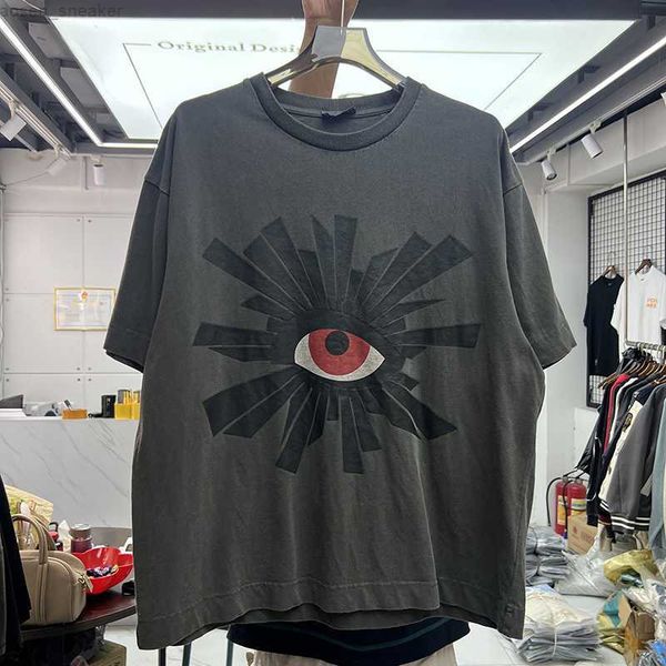 

eyes puff print vintage t shirt men women eyes print oversized t-shirt washed heavy fabric tees, White;black