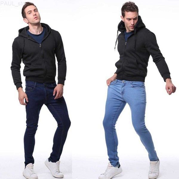 

men's fashion-new fashion casual zipper placket slim long new pockets men jeans pants l230724, Blue