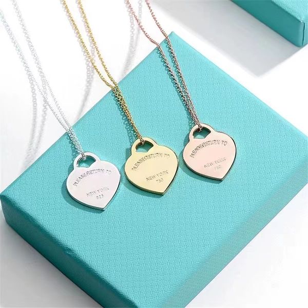 

2023 brand t heart necklace fashion 316l gold plated pendant necklace titanium steel designer necklace for men and women luxury jewelry, Silver