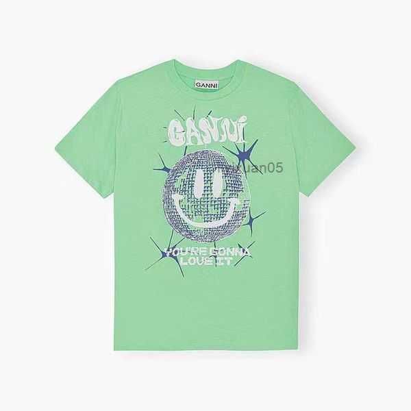 

23ss ganni womens t shirt summer new product ocean series example youth leisure shell print straight round neck short sleeve women cotton fa, White