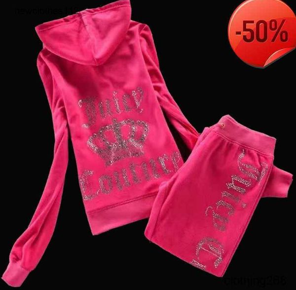 

juicy tracksuit women velvet 's brand velour suit track hoodies pants sets apple met, Gray