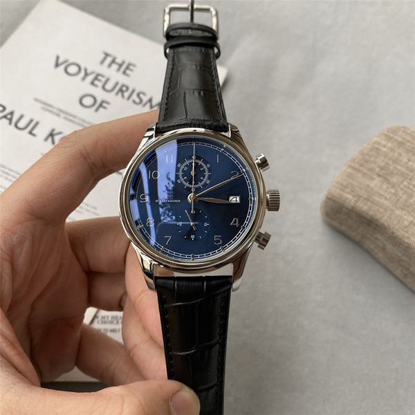 

2023 diameter 42mm iwcs designer mens fashion casual waterproof watches men quartz stainless steel watch leather band kk011, Slivery;golden