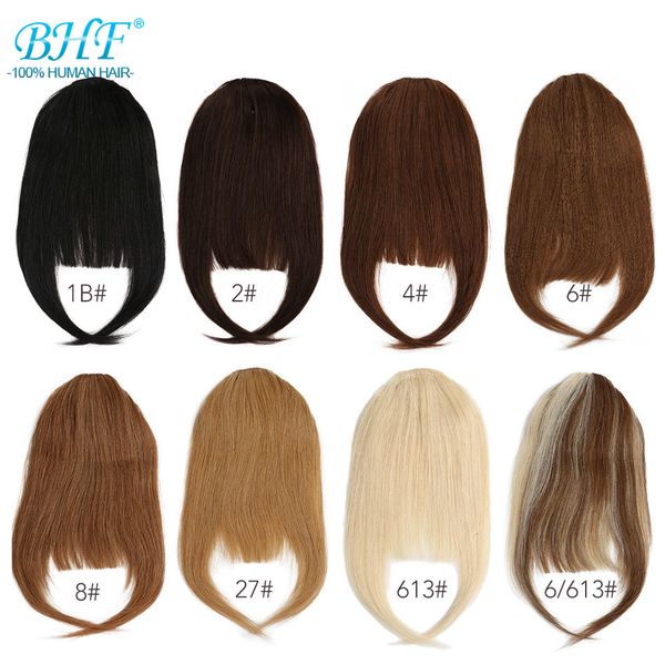 

bangs bhf human hair bangs 8inch 20g front 3 clips in straight remy natural human hair fringe all colors 230724, Black