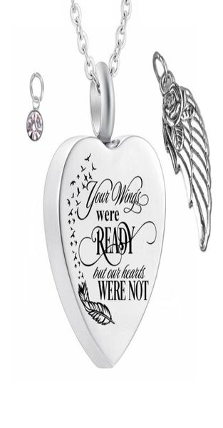 

stainless steel angel wings cremation jewelry ash necklaces keepsake memorial name customization urn pendant necklace for ashes6134694, Silver