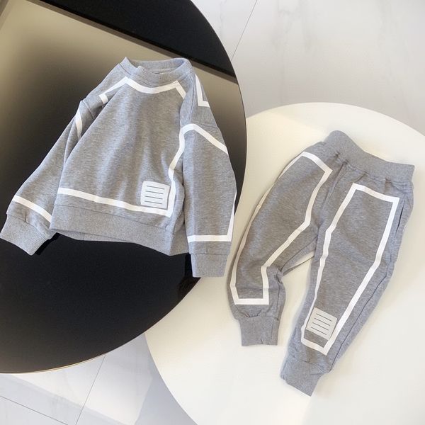 

baby two piece set kid designer sweater long sleeve kids clothes toddler pullover girl boy sets brand children clothe letters sports casual, White