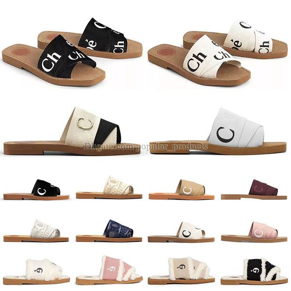

original women woody slippers mules flat sandals slides designer canvas white black sail womens fashion outdoor beach slipper shoes