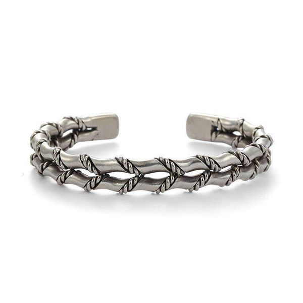 

designer's handwoven double layer bamboo knot bracelet for men's personalized tai opening bracelet bracelet, Golden;silver