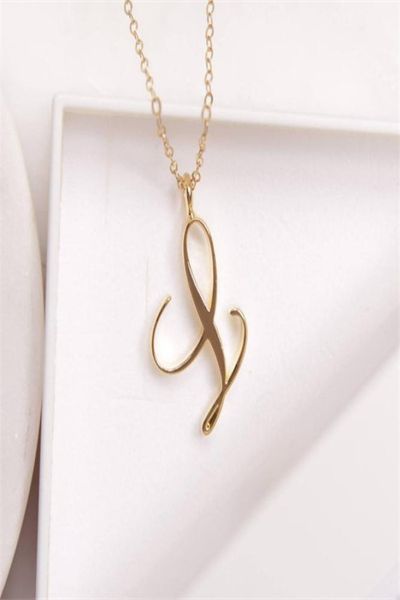 

small cursive 26 capital letter necklace single partner name initial alphabet kn charm swirl monogram word text character pendant1071431, Silver