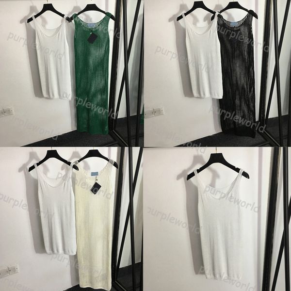 

women sling hollow dress summer knit dress summer casual long jumper skirt letter embroidery girls dress breathable two piece, White;black