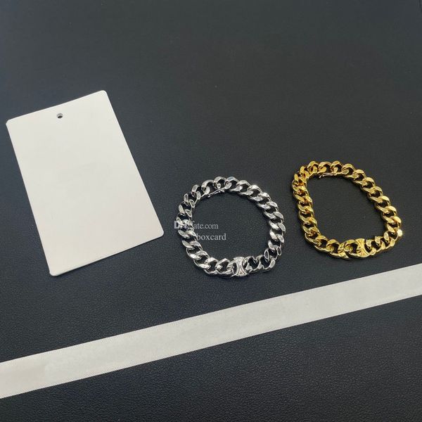 

classic letter pattern gold bracelets designer women chain bracelet chunky metal stainless steel bracelet high end ladies bangles with box, Golden;silver