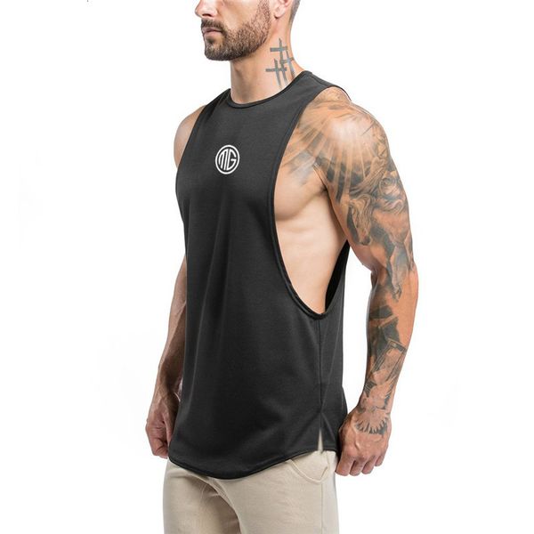 

men  tank mens fitness gym clothing bodybuilding workout cotton sleeveless vest male casual breathable fashion sling undershirt 230724, White;black