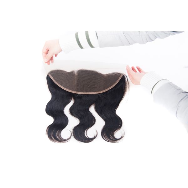 

13x4 lace frrontal peruvian 100% human hair body wave part peruvian indian natural color 10-24inch closures, Black;brown