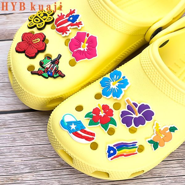 

hybkuaji new puerto rico shoe charms wholesale shoes decorations shoe clips pvc buckles for shoes, White;pink