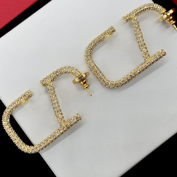 

simple design stud earrings personalized gold silver plated diamond elegant eardrops women classy earrring trendy jewelry luxury ear stud, Golden