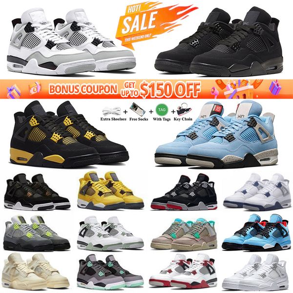 

4s jumpman 4 mens basketball shoes black cat military black thunder university blue pine green sail seafoam starfish bred men women trainers
