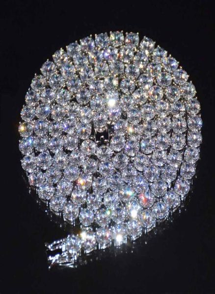 

men039s tennis chain hip hop jewelry 5mm cubic zircon sliver copper material cz necklace link 18inch 20inch 24inch 30inch1378024, Black